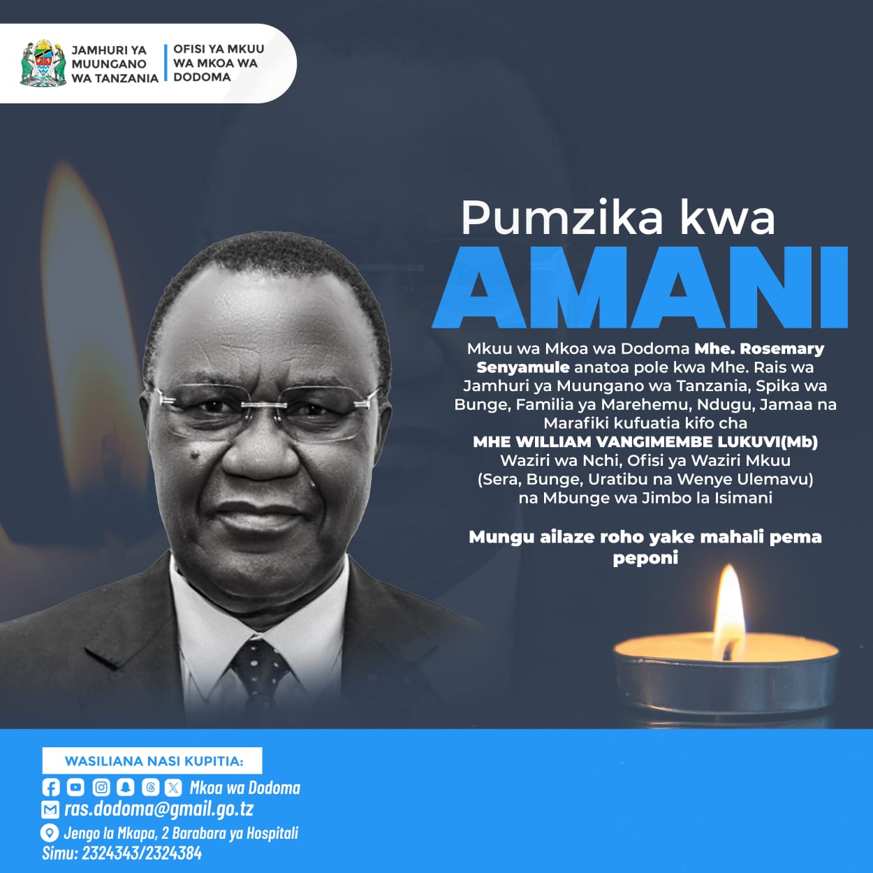 PUMZIKA KWA AMANI MHE. WILLIAM VANGIMEMBE LUKUVI